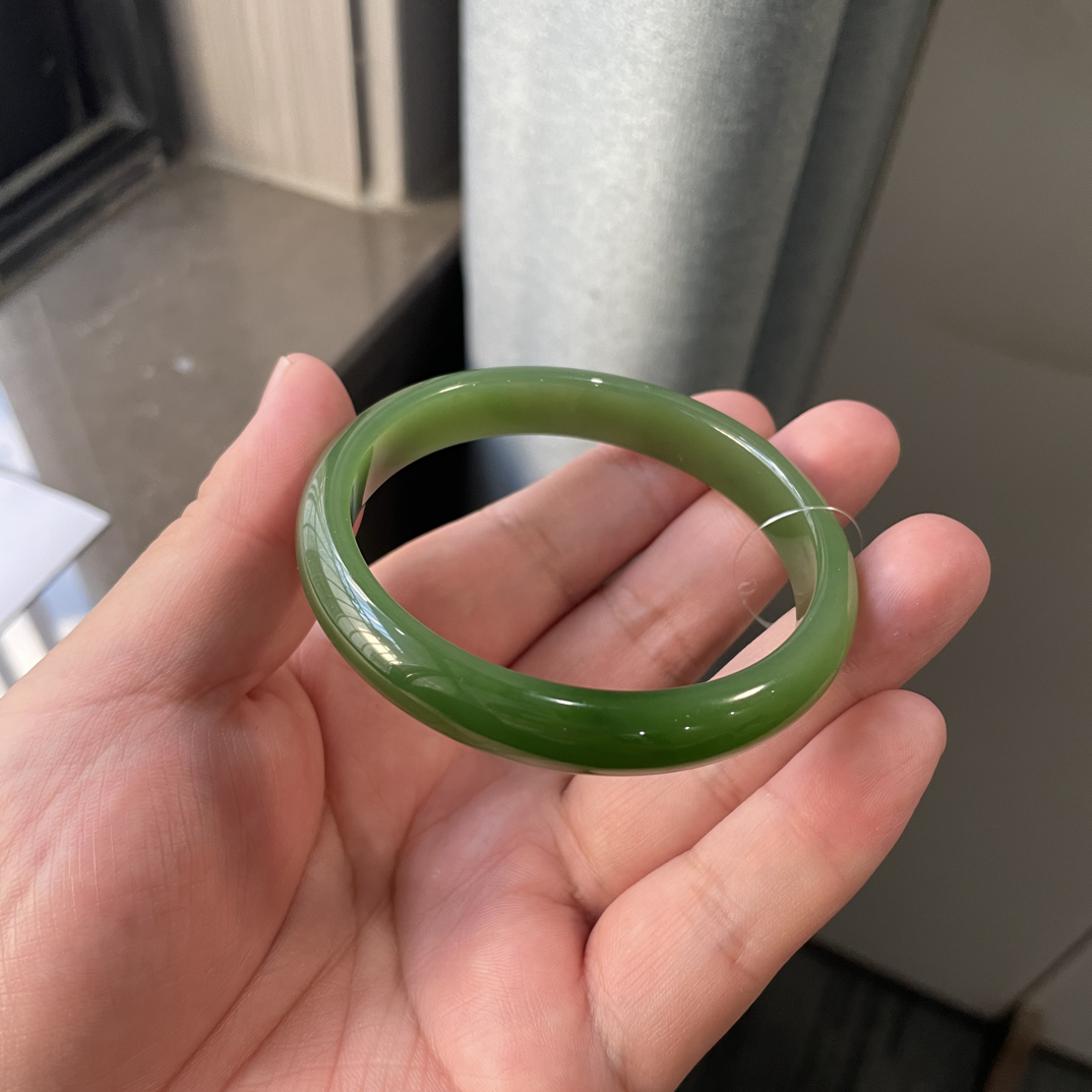 和田玉俄碧老坑冰底碧玉手镯585960