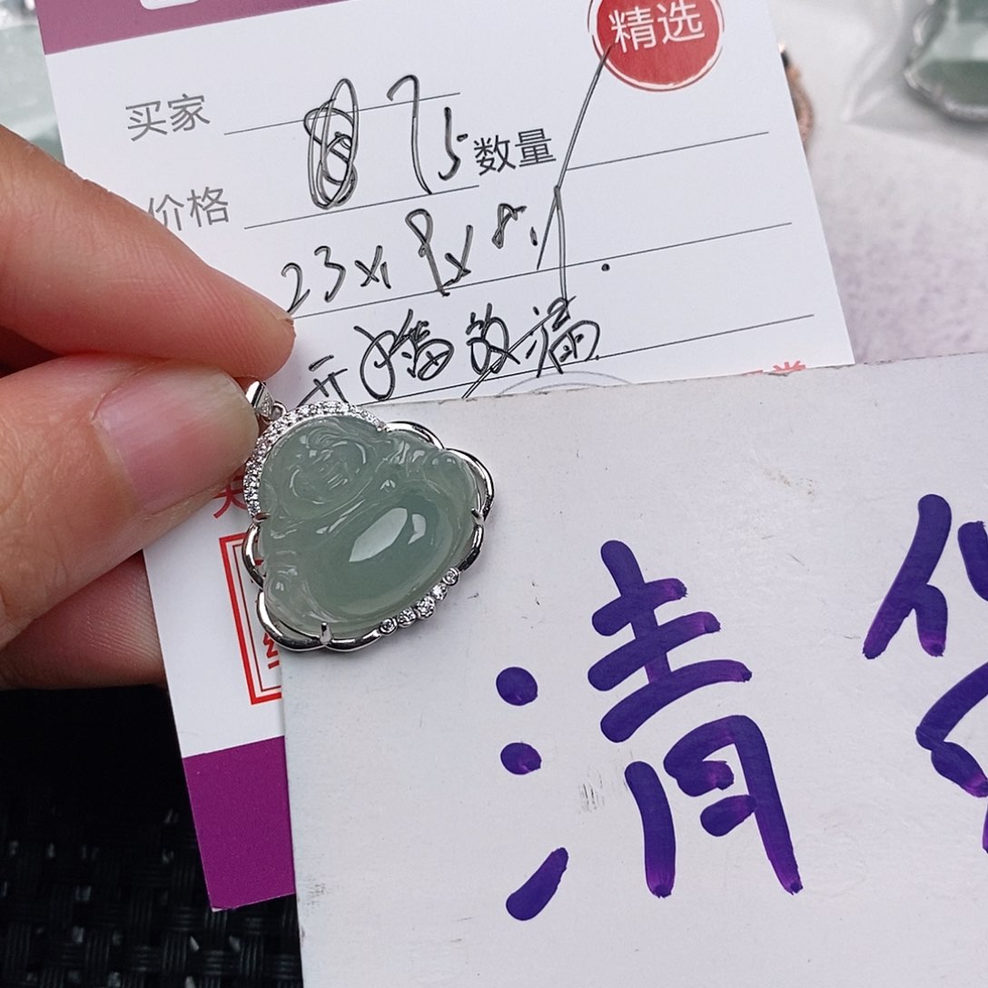 颈饰银S925镶嵌翡翠
