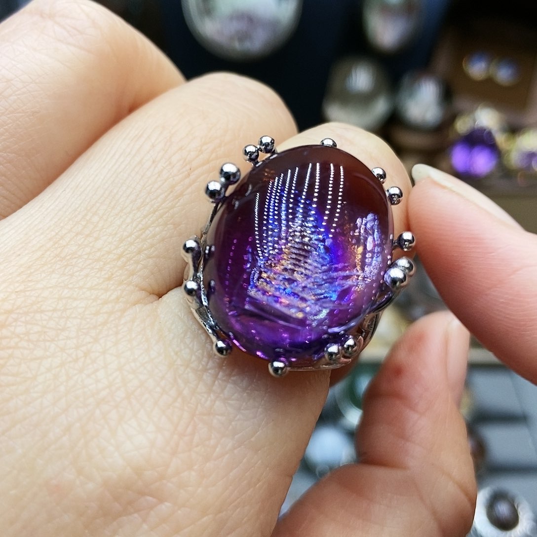 水晶戒指银S925镶嵌梵****葵