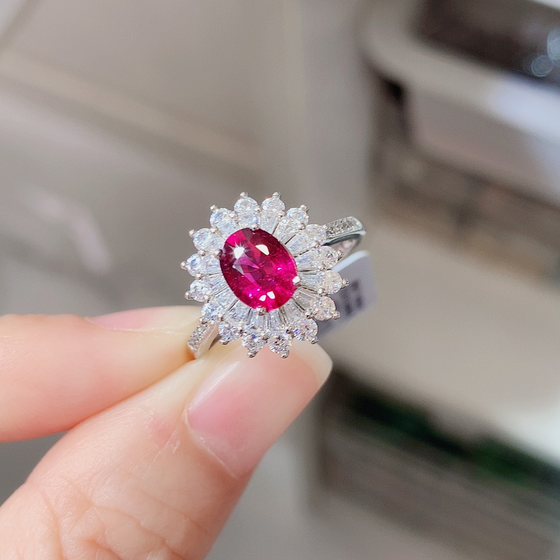 银S925镶嵌戒指碧玺