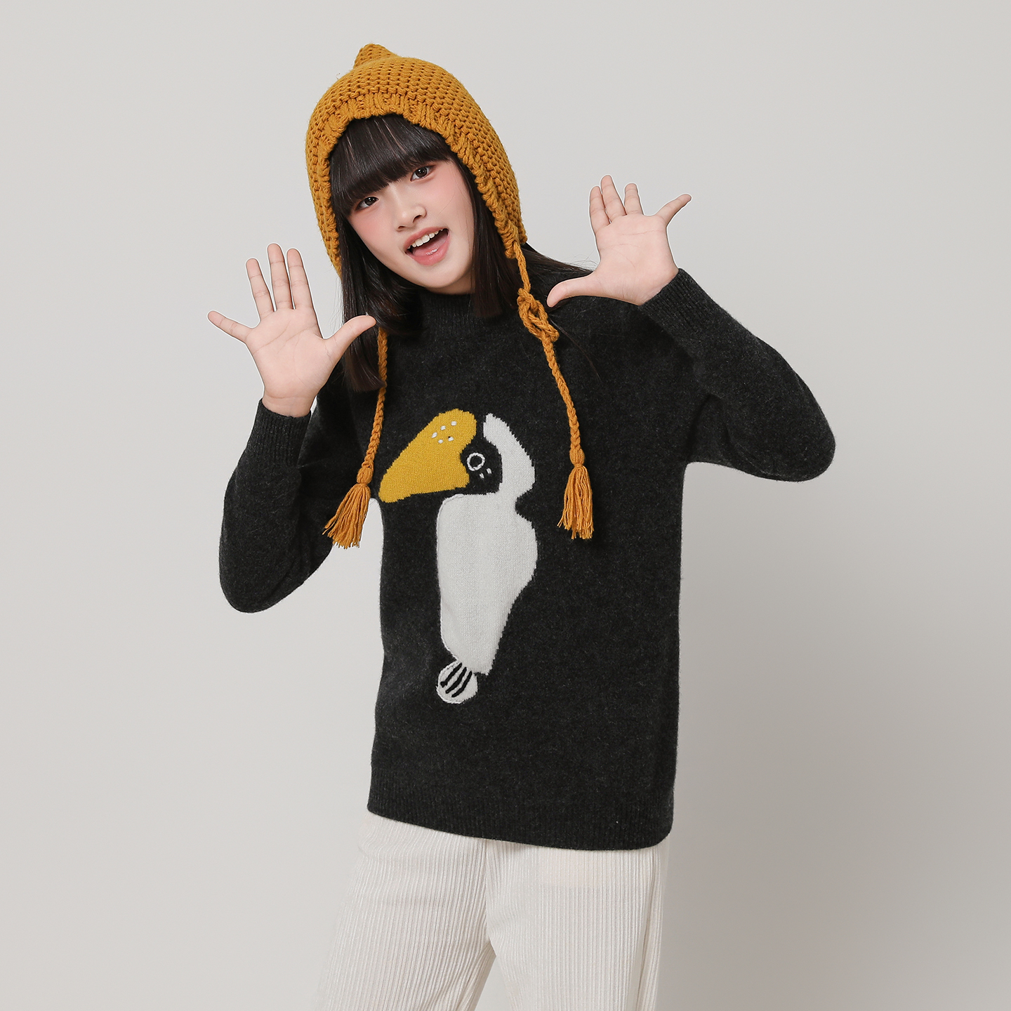 “巨嘴鸟’100支极细澳毛纯羊毛儿童毛衣加厚针织毛衣冬男女童打底