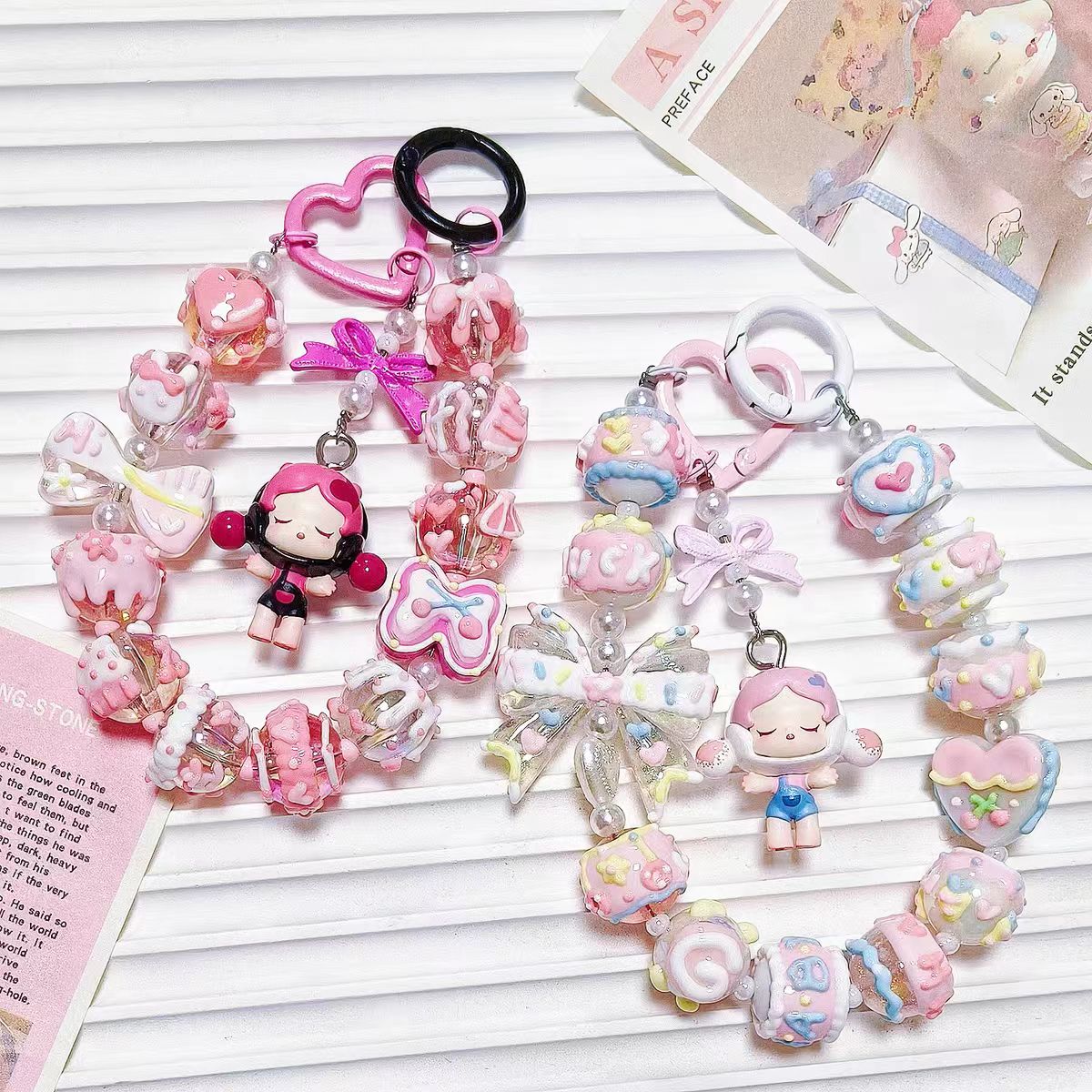 手作diy串珠钥匙链手机挂链