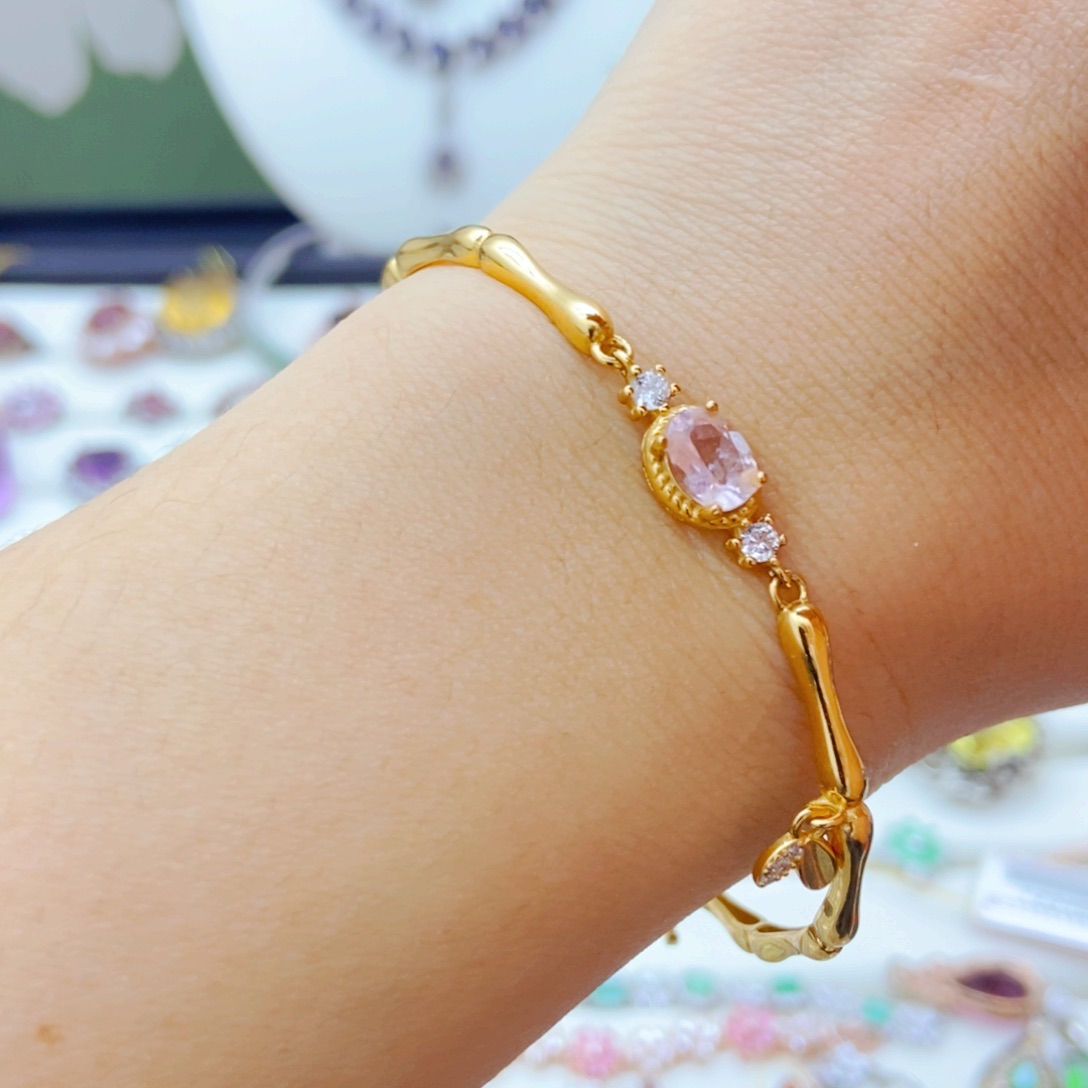 银S925镶嵌绿柱石手链