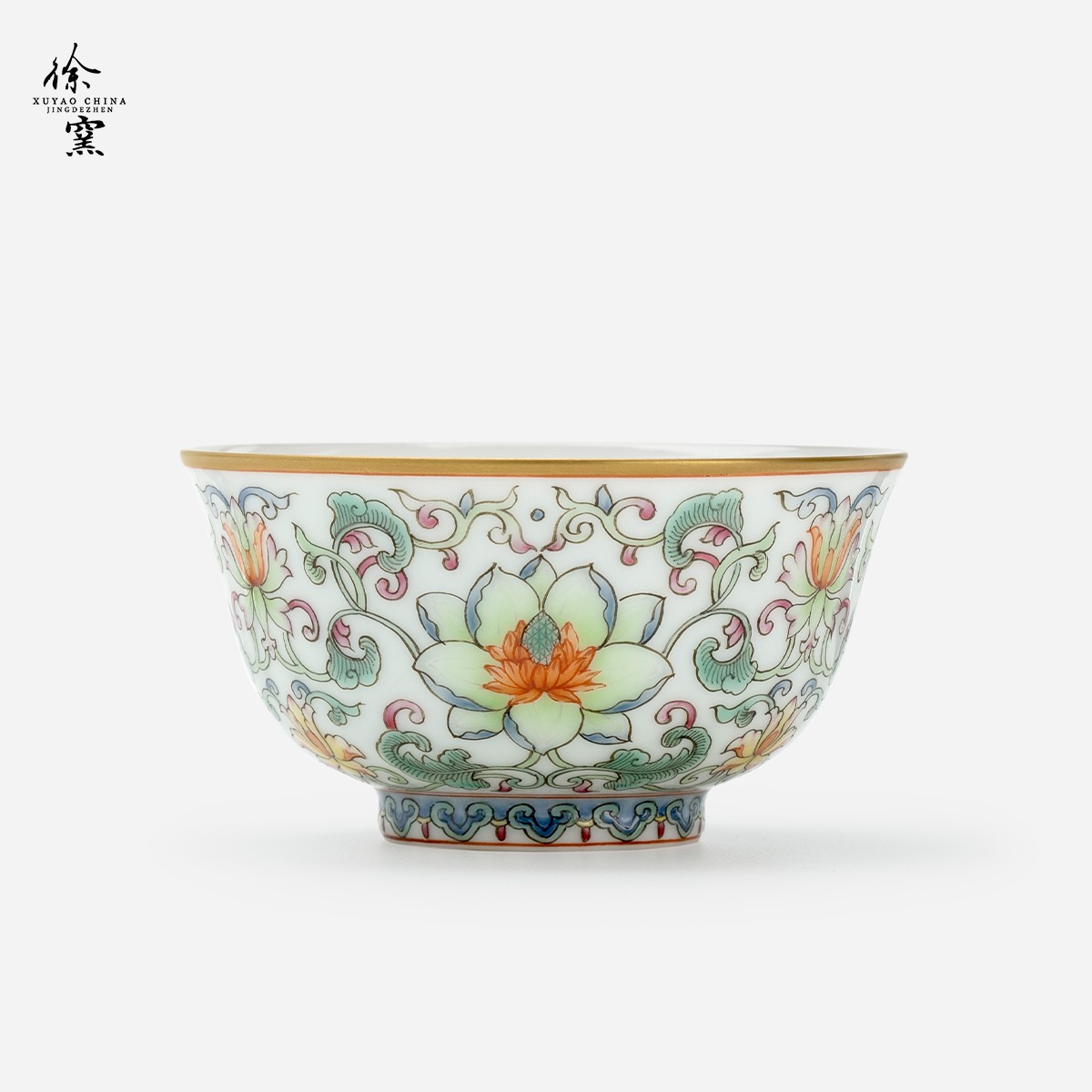 徐窑  宝相花清韵杯  粉彩手绘瓷景德镇高端手工品牌主人杯送礼瓷