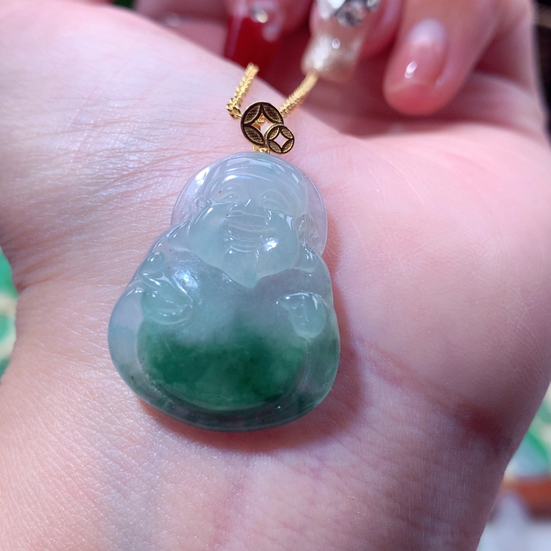 翡翠吊坠(不含链)18K金镶嵌