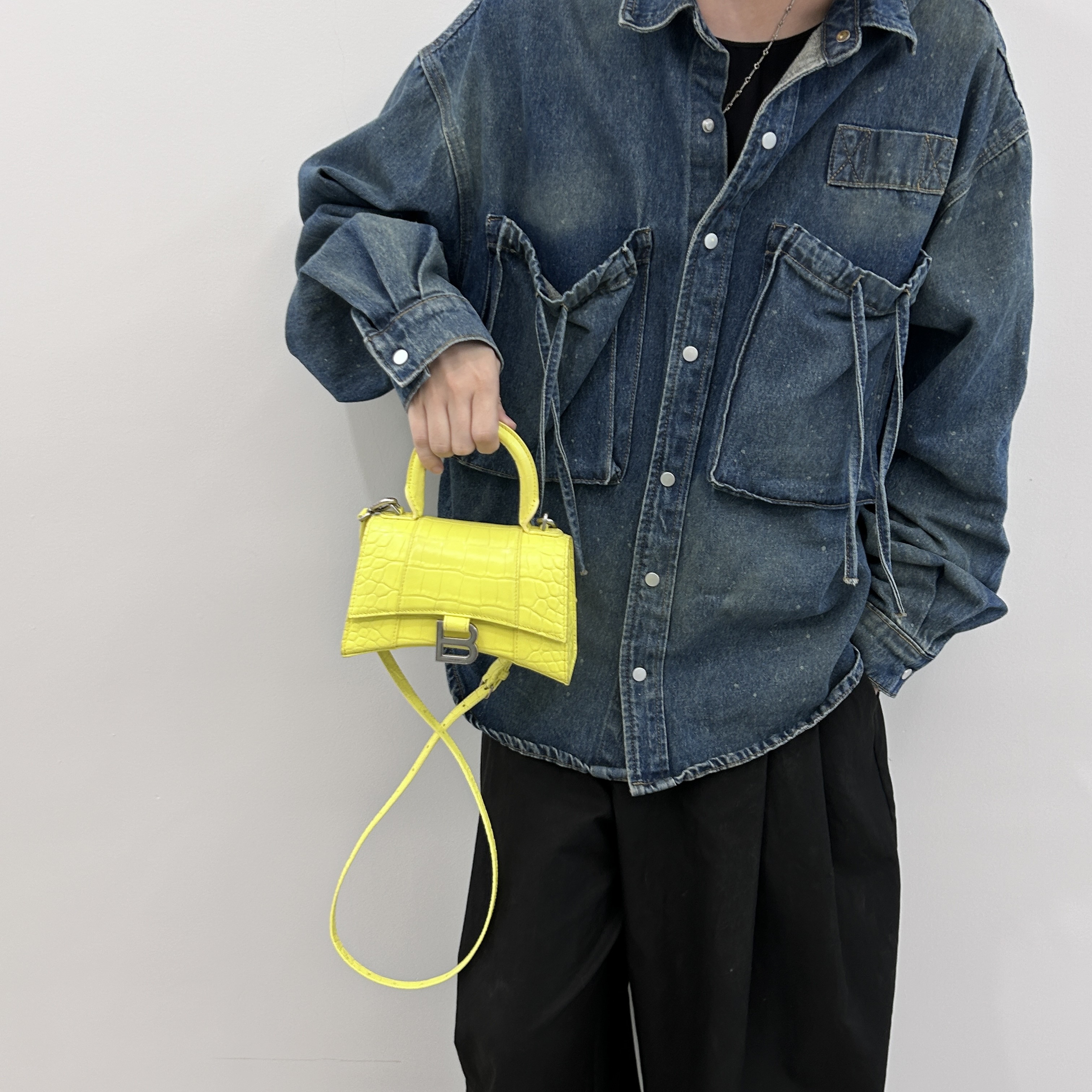 95新 Balenciaga/巴黎世家 巴黎世家柠檬黄压纹xs沙漏