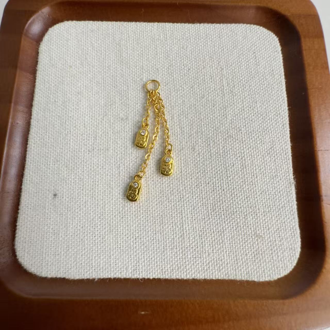 足金999 古法工艺福牌流苏