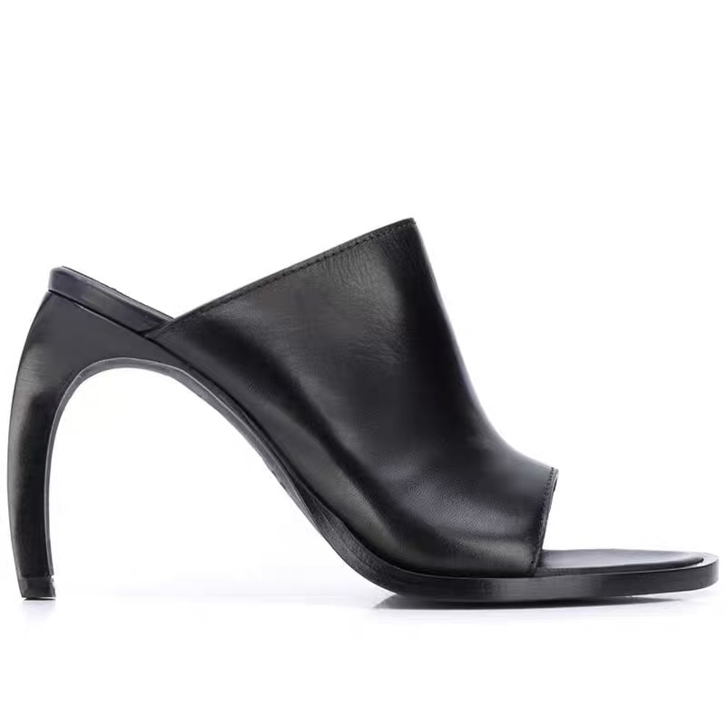 JESSI JIR走秀时尚凉鞋女细高跟工作鞋女一字真皮拖鞋外穿