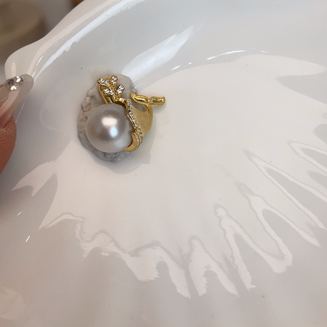 海水珍珠银S925镶嵌吊坠(不含链)