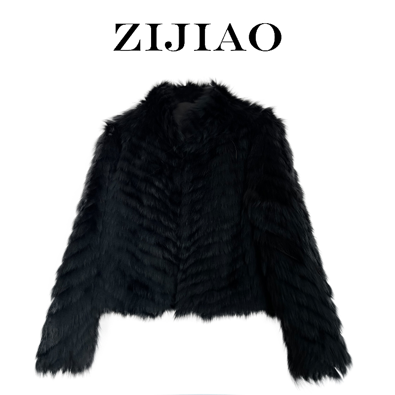 【绮总专属】紫娇服饰 1 时尚车条狐狸毛外套 YLPC-25121