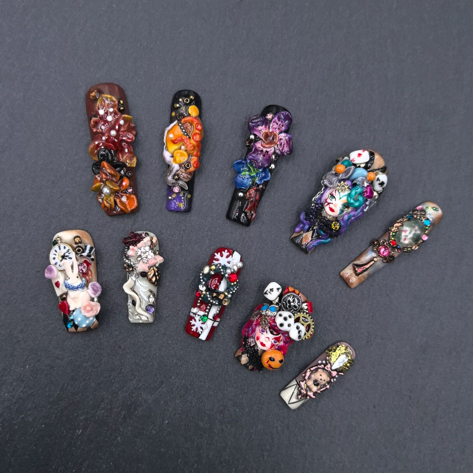 【Dandan出品】奇幻甲宴10片 纯手工小众穿戴甲贴片重工私定娃娃款