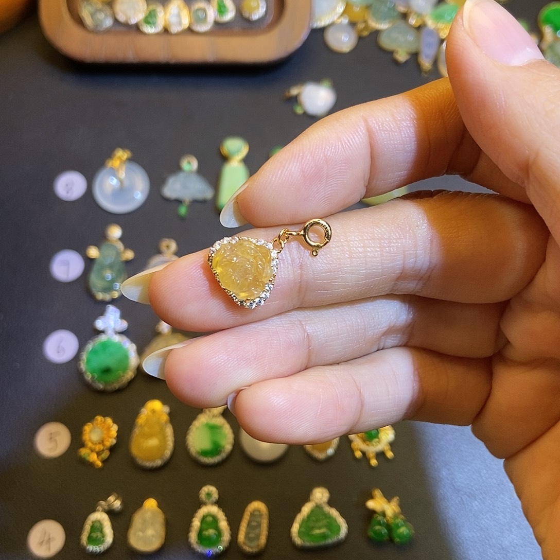 @***火翡翠银S925镶嵌吊坠(不含链)