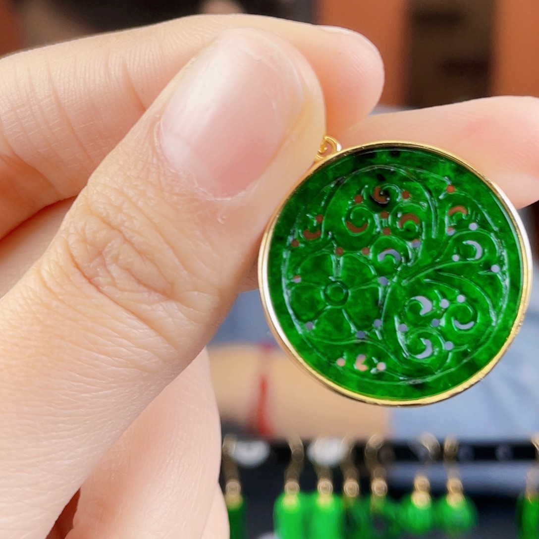 翡翠银S925镶嵌耳饰