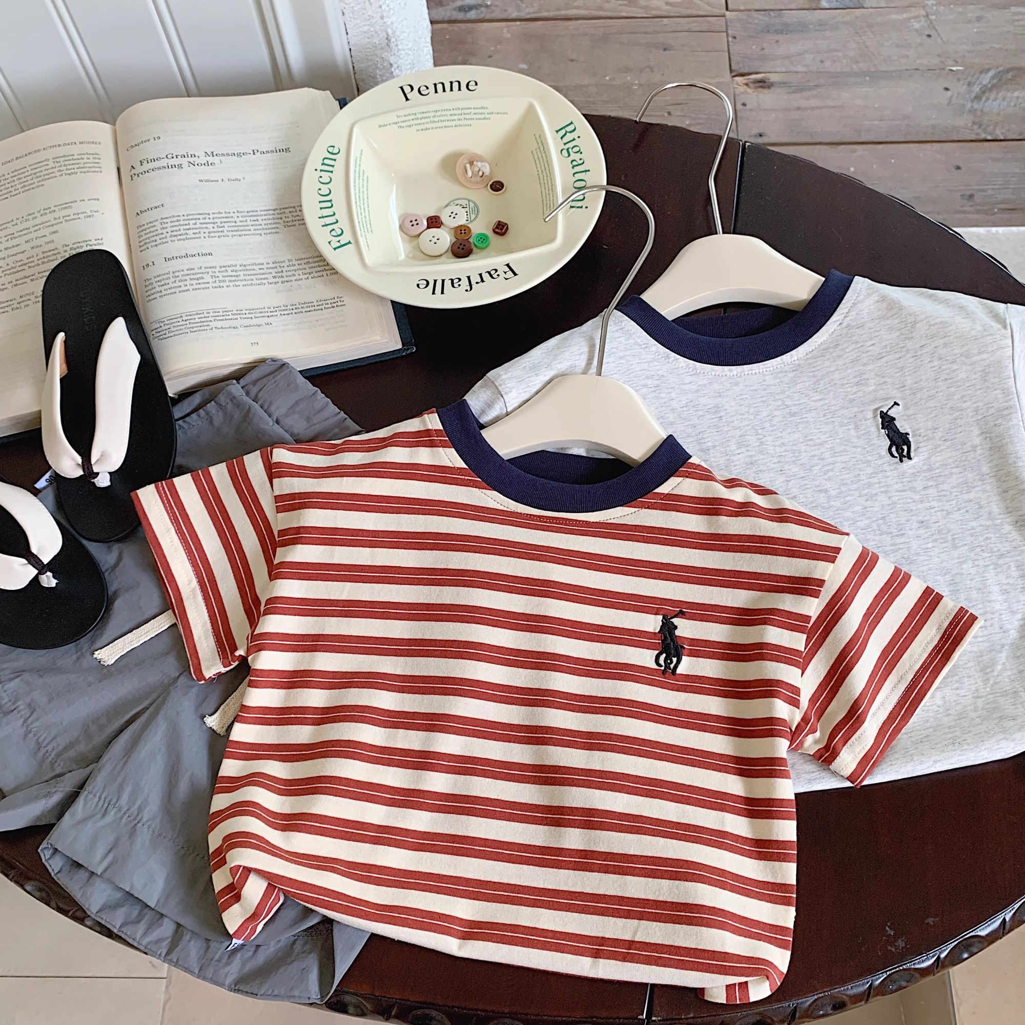 儿童休闲短袖绣花男童条纹夏季T恤ol童装夏装韩版宝宝半袖帅气潮