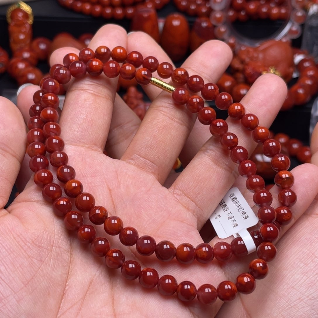 南红玛瑙未镶嵌珠宝奇石妈妈链6.5mm