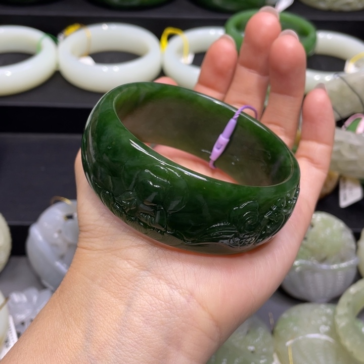 和田玉手镯59+圈口 编号64未镶嵌