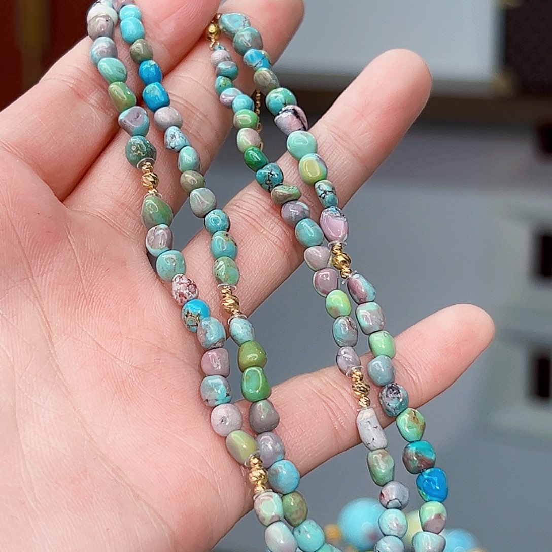 绿松石珠宝奇石18K金镶嵌