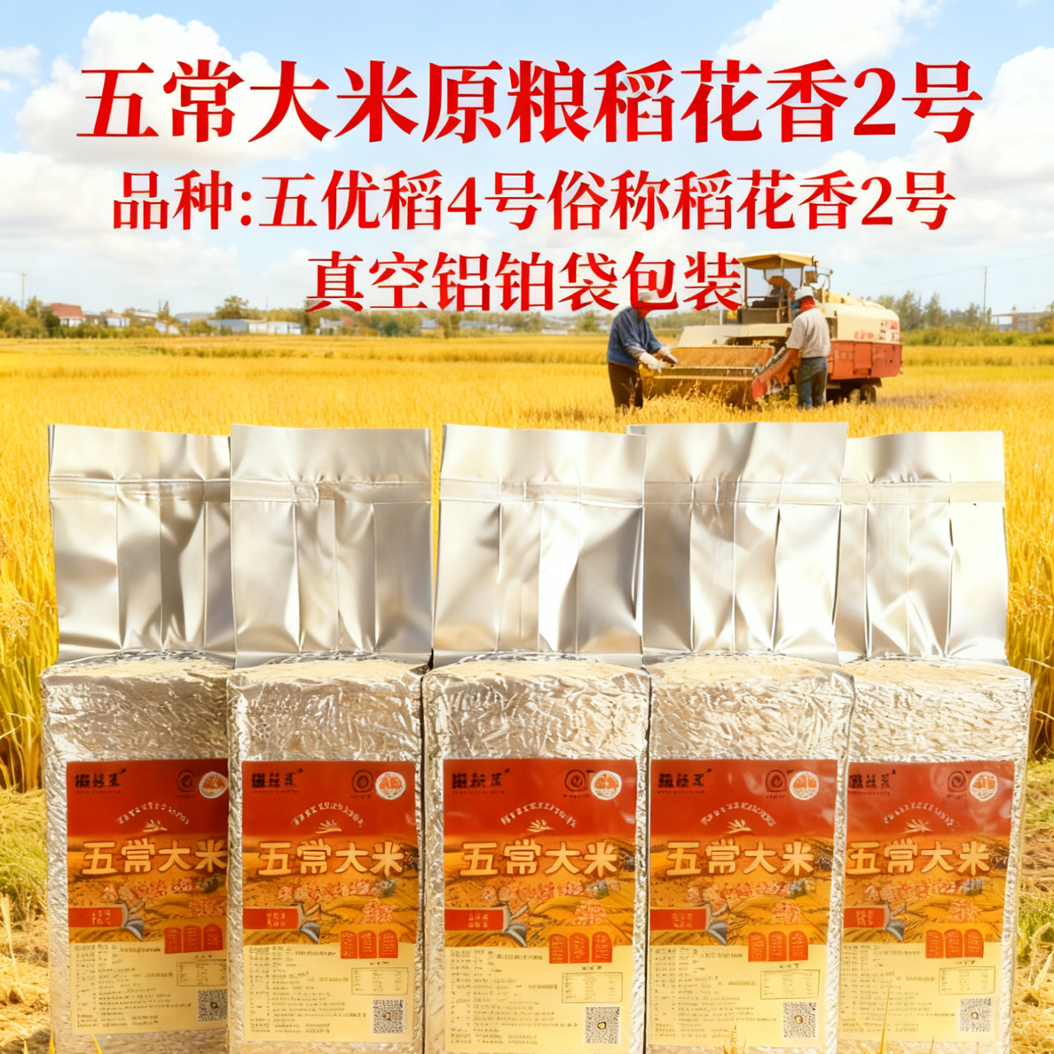 2025新米 五常大米原粮稻花香2号（10斤独立真空铝箔袋）1Kg*5块