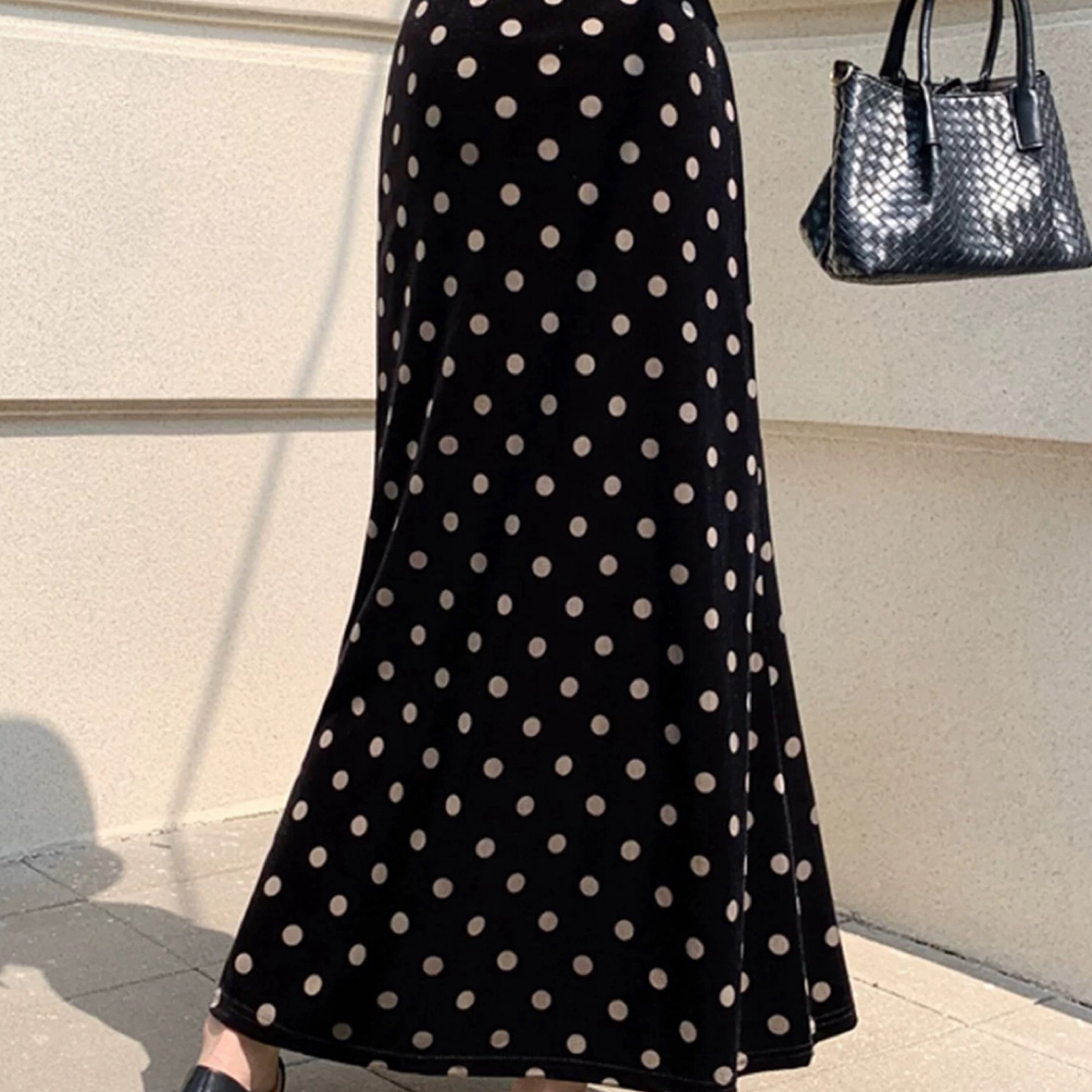 依燃【丝绒印花半裙】醋酸丝绒高腰显瘦半身裙女秋冬百搭