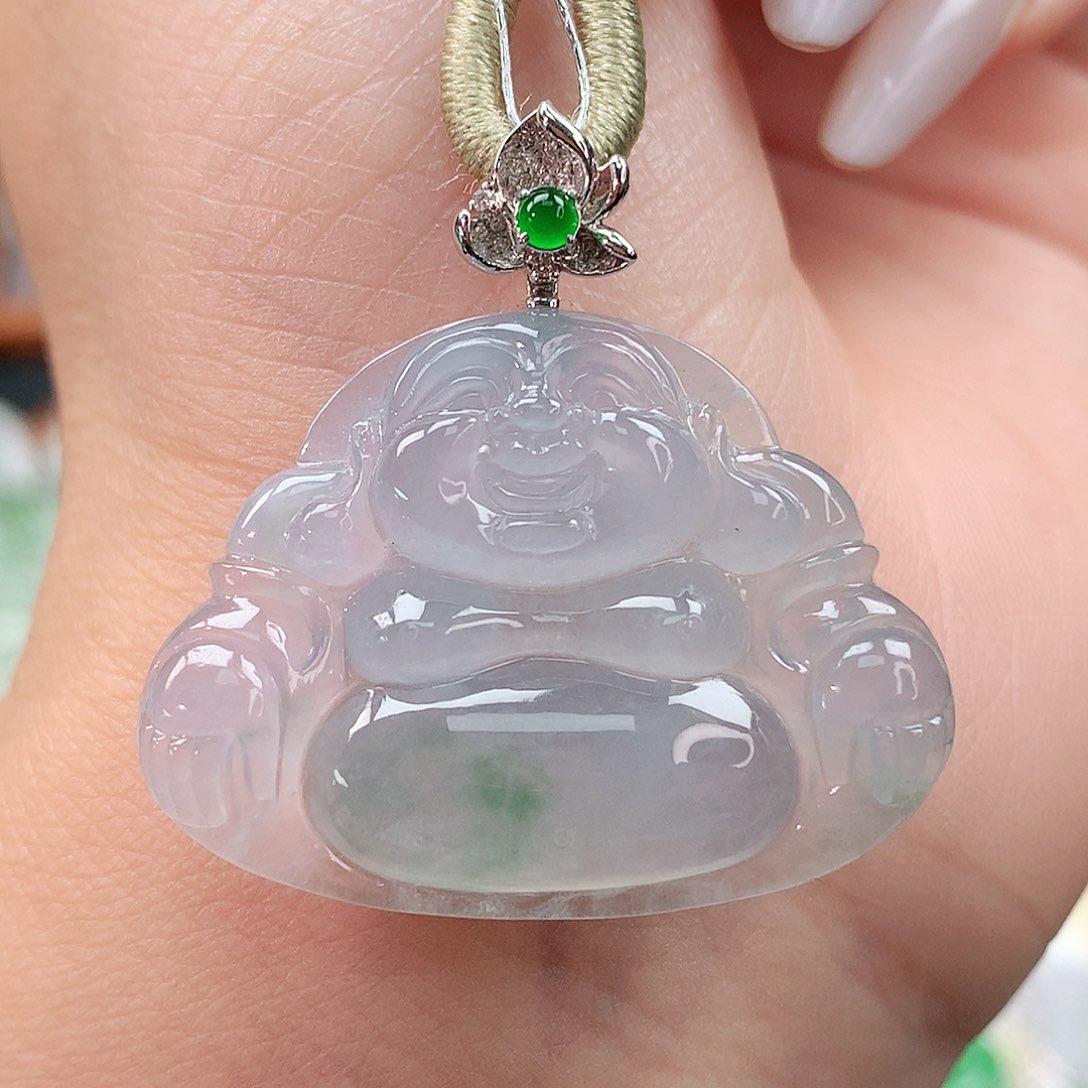 颈饰18K金镶嵌翡翠佛公