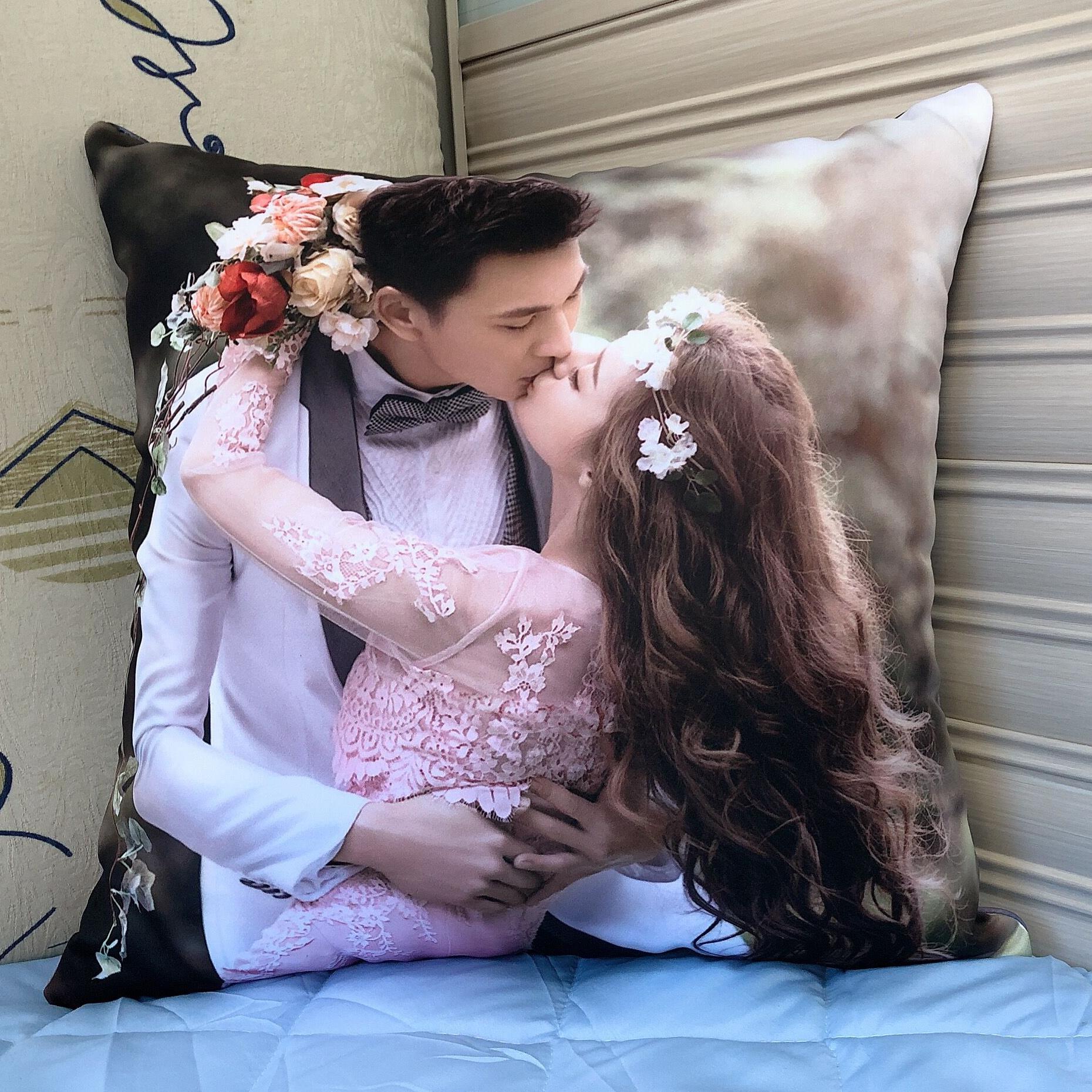 抱枕定制照片diy来图定做可印真人头像人像情侣结婚一对枕头图案