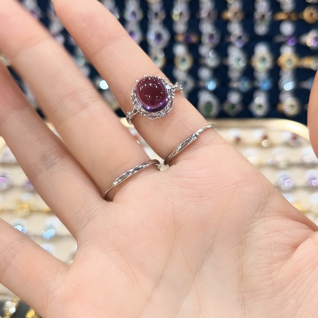 紫晶女款银S925镶嵌我****你戒指21