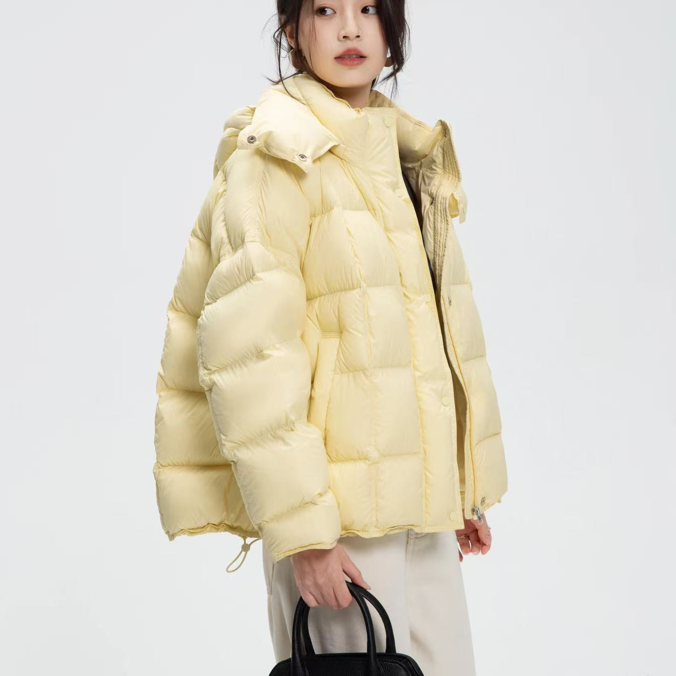 麦羽鑫潮流百搭龟背泡芙短款羽绒服鹅绒加厚款E.FZ