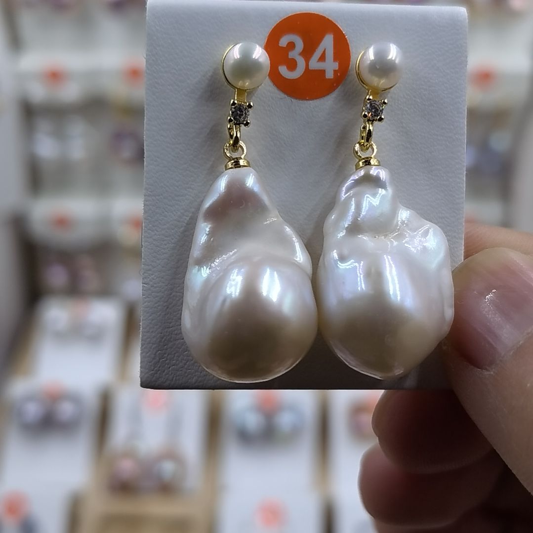 淡水珍珠耳饰银S925镶嵌
