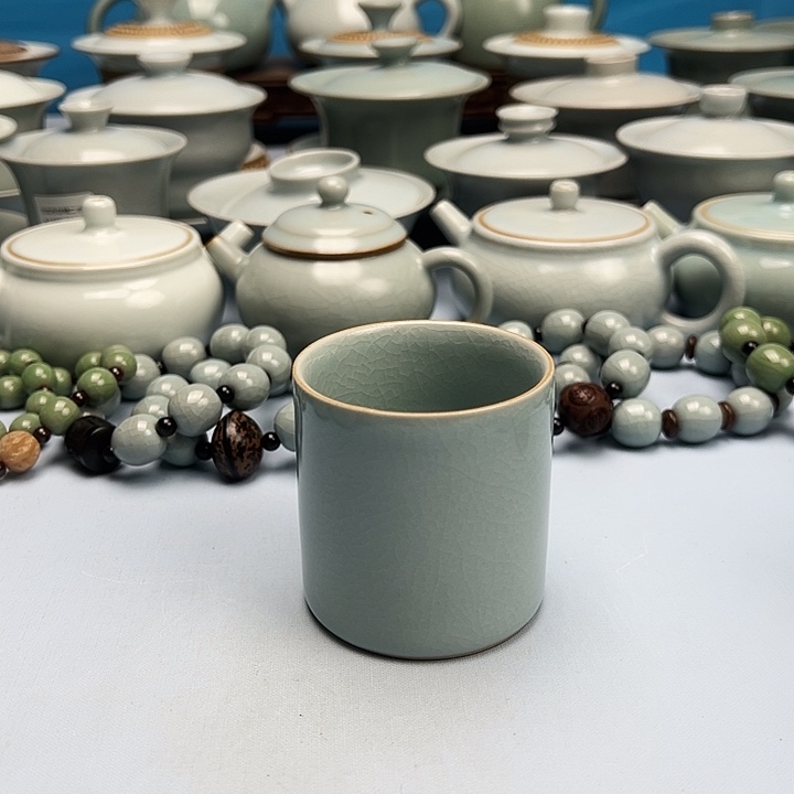 杯天青釉直桶杯原矿原釉原产地