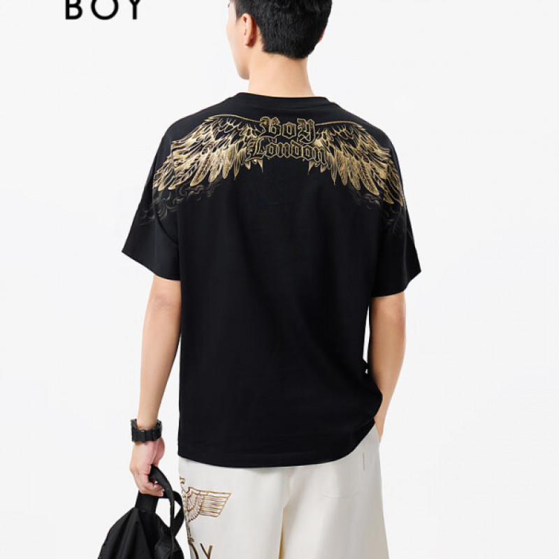 BOYLONDON25夏季情侣款时尚简约白色潮牌休闲短袖T恤N01255