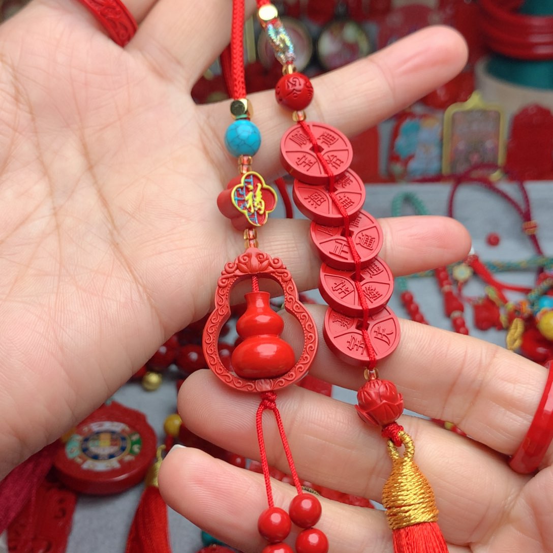 天然辰砂工艺品朱砂车挂