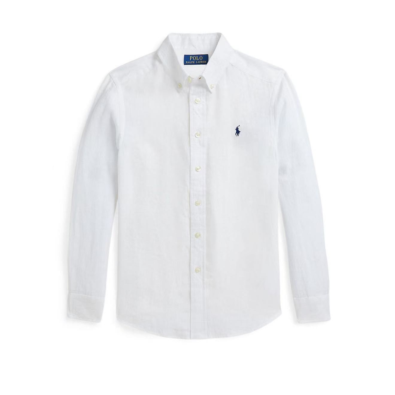 POLO RALPH LAUREN大童亚麻衬衫净色简约翻领长袖休闲百搭