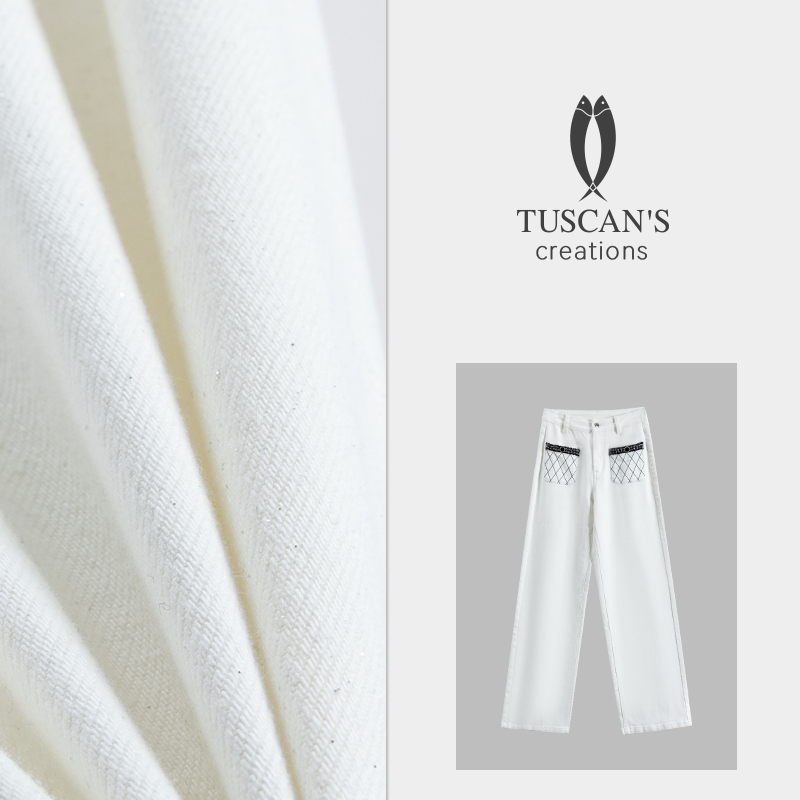 TUSCAN'S CREATIONS早春新款小香风气质白色直筒裤女款百搭休闲裤