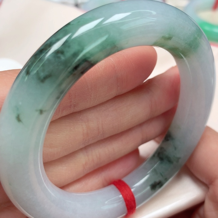 翡翠手镯未镶嵌胖圆水墨画22