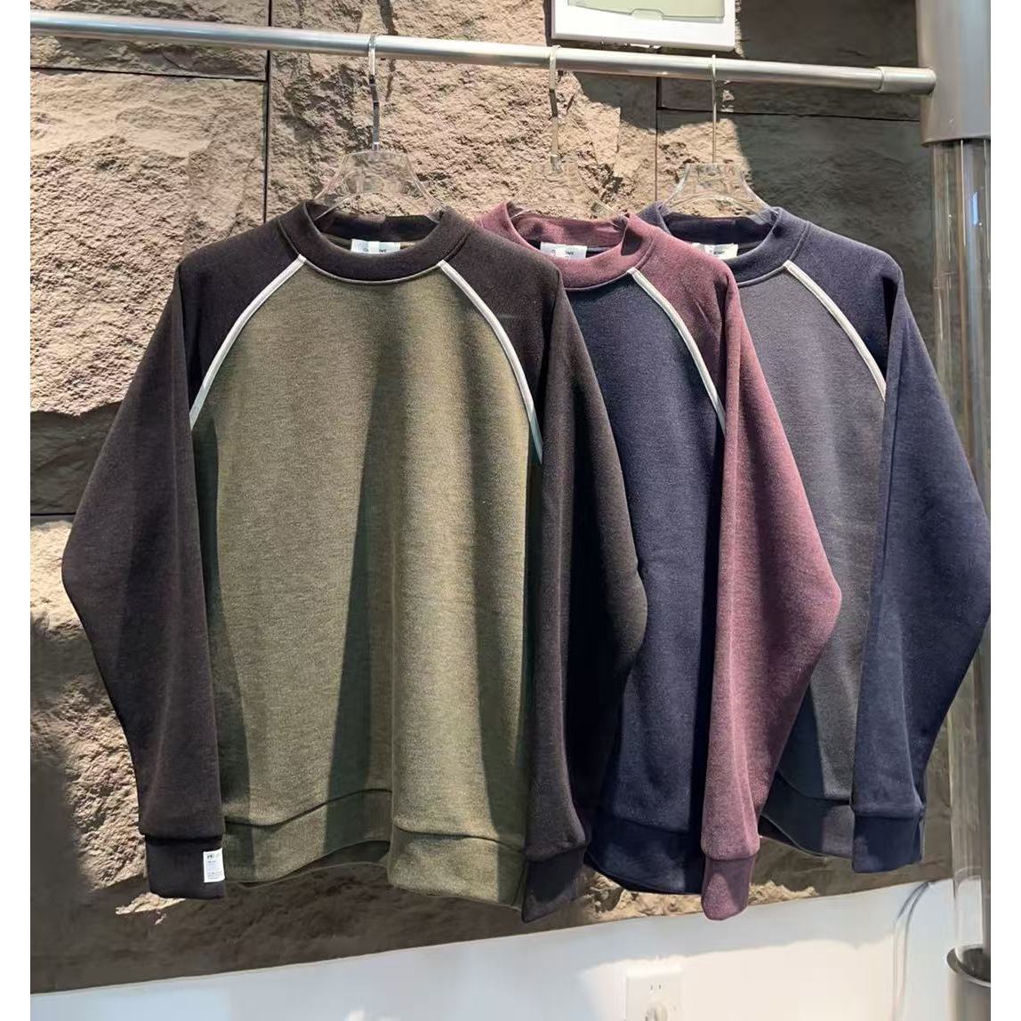 66550 潮牌休闲时尚加绒插肩袖卫衣