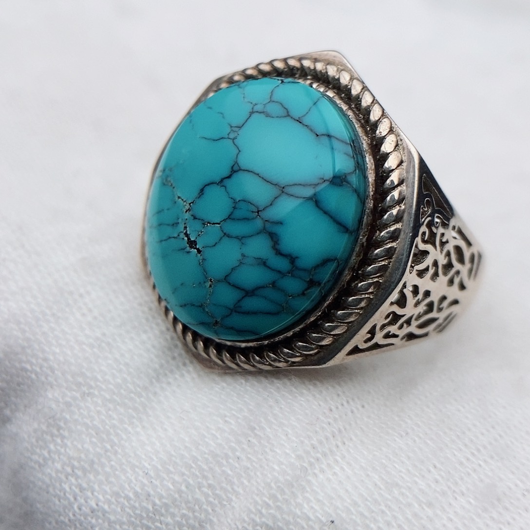 绿松石戒指银S925镶嵌