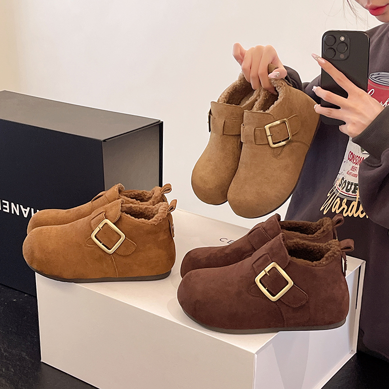 2025冬季新款短筒厚款保暖平底雪地靴休闲百搭加绒勃肯鞋女款新款
