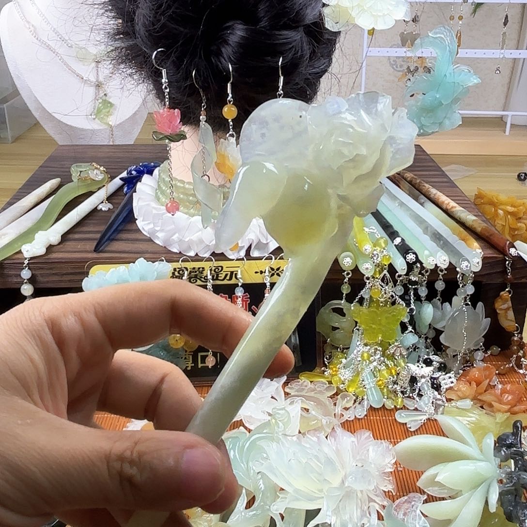 蛇纹石玉合金发饰