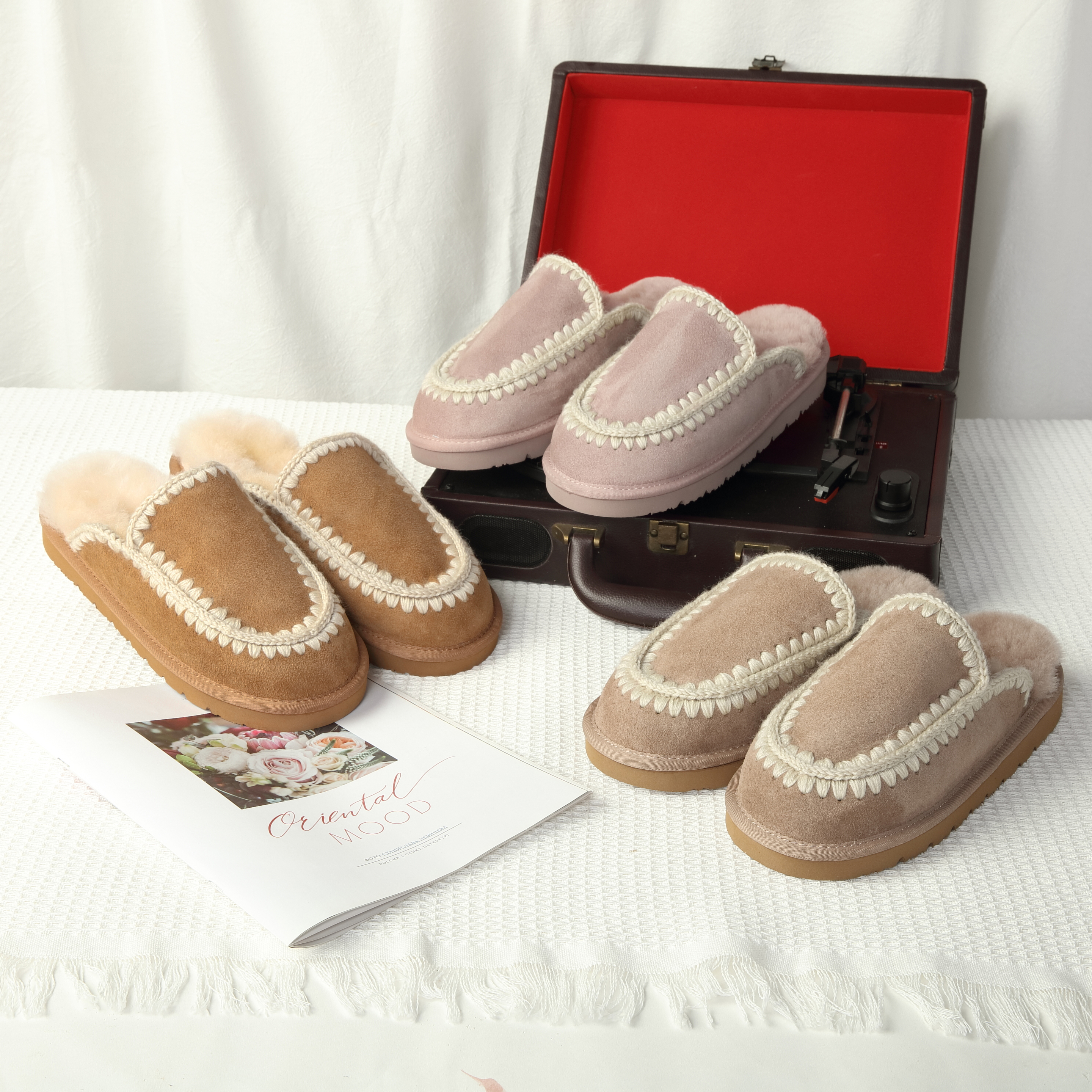 UGG D&K SHEEPSKIN女士秋冬季毛拖鞋休闲保暖平底包头时尚DK132