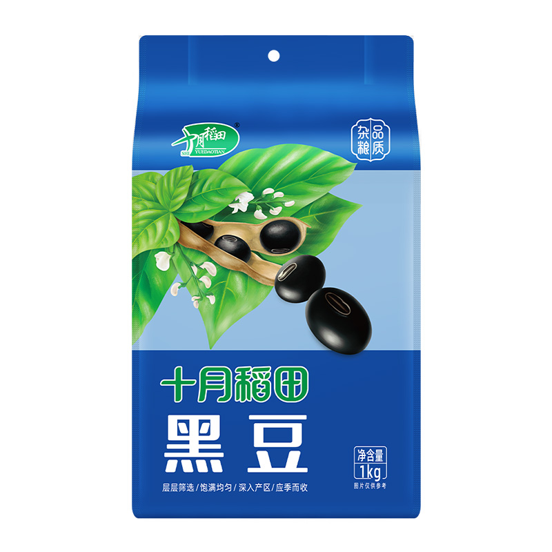 十月稻田 东北绿心黑豆1kg*2袋青仁可打豆浆豆子五谷杂粮