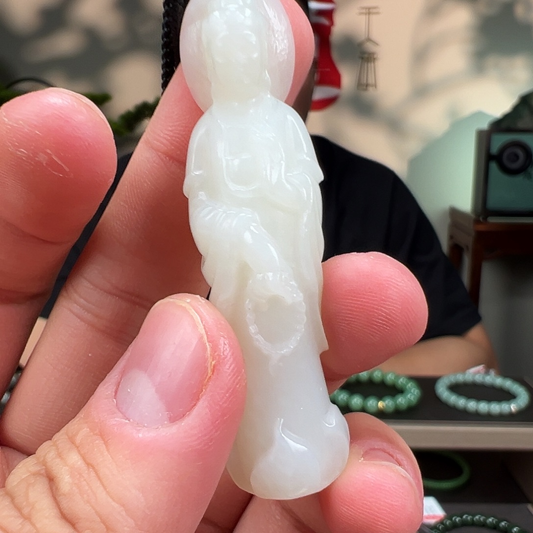 和田玉未镶嵌手链白玉 观音