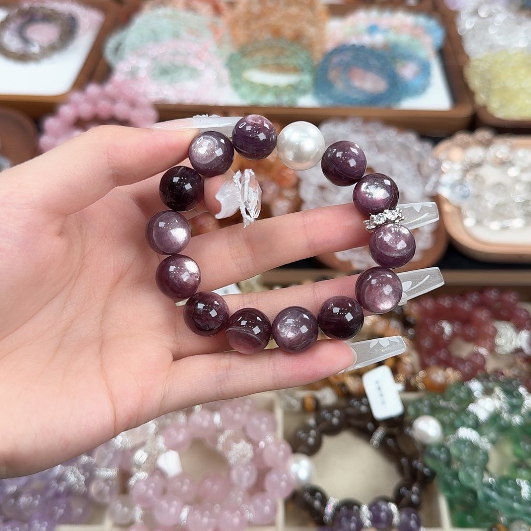 水晶手链未镶嵌紫锂云母拍2单