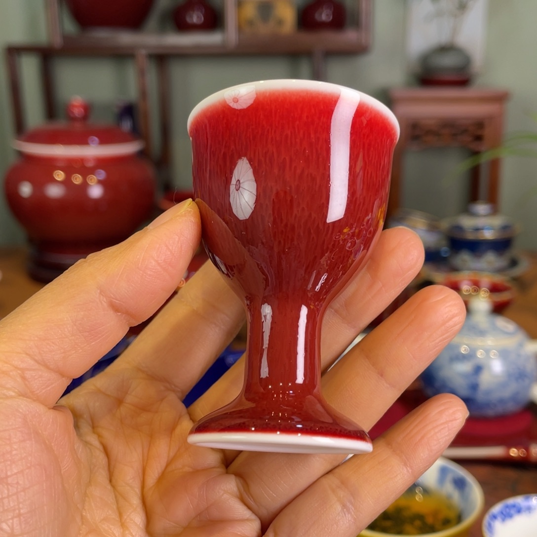 清欢雅玩原矿郎红小酒杯