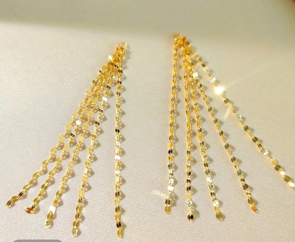 【春春】18K金灵动流苏耳饰伴侣方圆脸适合的耳饰