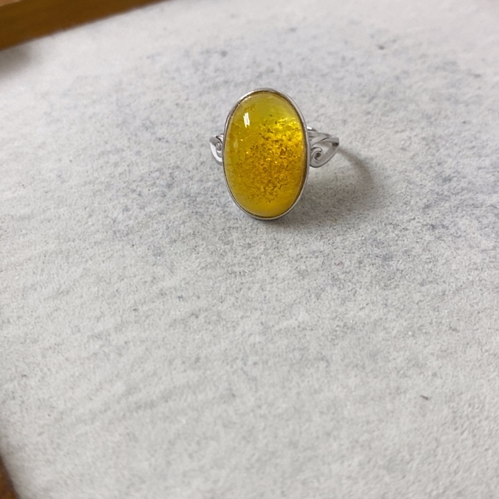银S925镶嵌蜜蜡裸石戒指