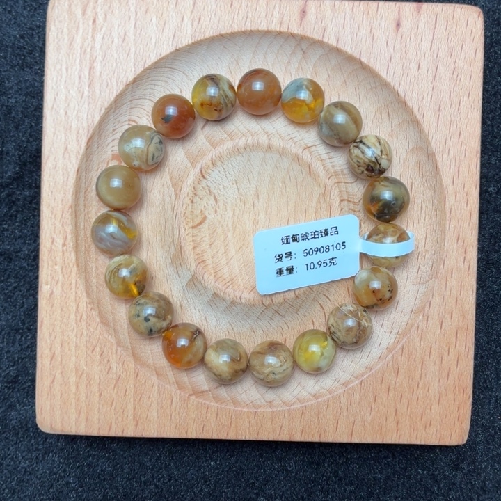 琥珀未镶嵌珠宝奇石10mm猪油白蜡溶洞