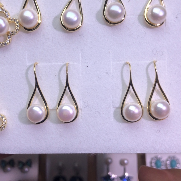 淡水珍珠耳饰银S925镶嵌