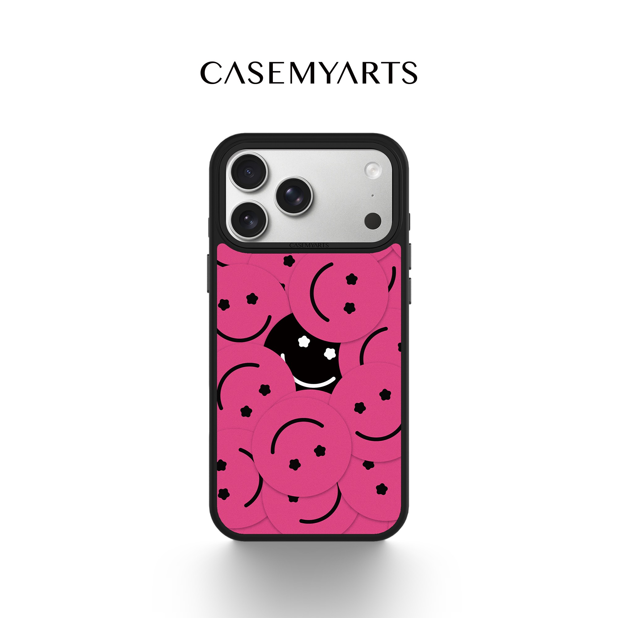 CASEMYARTS玫红笑脸轻薄防摔磁吸手机壳适用苹果17/16/15/Pro/Max