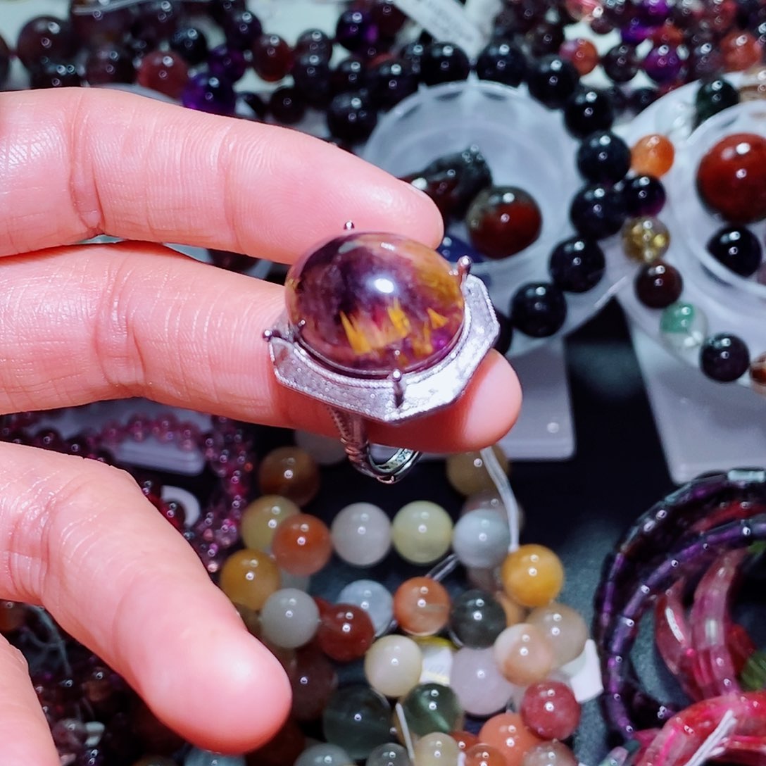 银S925镶嵌戒指水晶