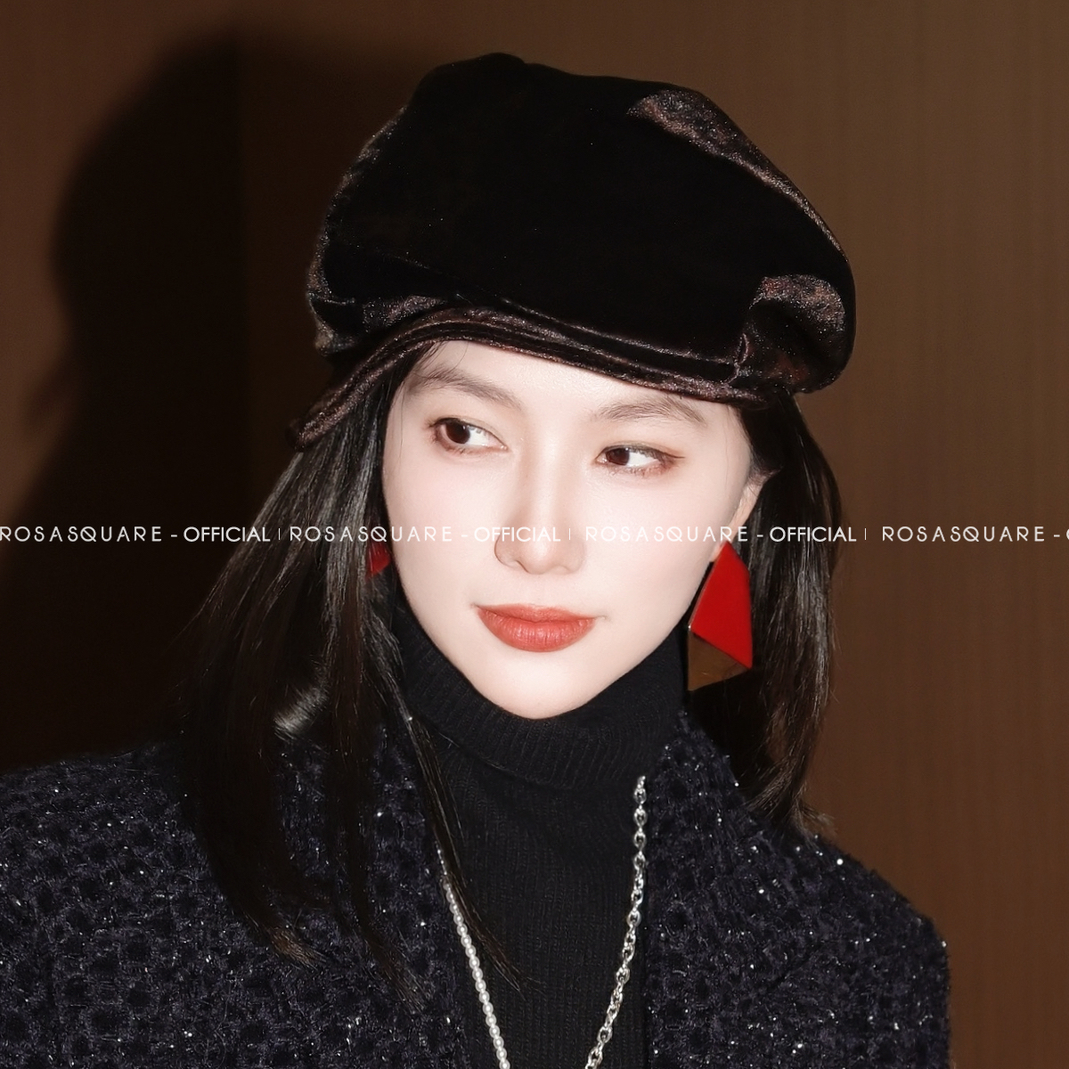 普氏公园 RS【弥斯】小众设计师丝绒慵懒秋冬斜顶帽子